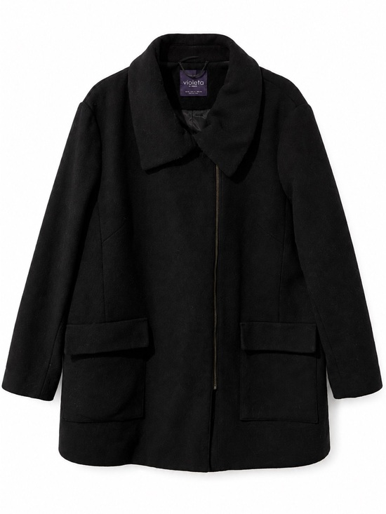 Mango Jackets & Blazers - Mango Black Pea Coat with Flap Pockets